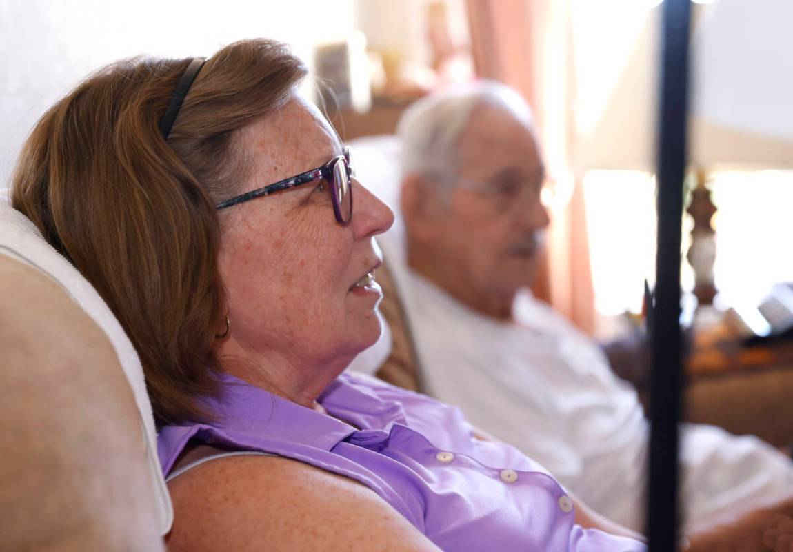 Kim Masias speaks about her brother Scott, a 68-year-old Las Vegas amateur beekeeper, during an ...