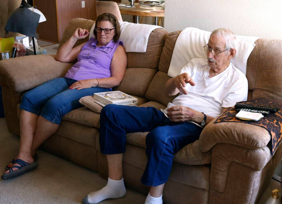 Phillip Stromme, 91, speaks about his son Scott, a 68-year-old Las Vegas amateur beekeeper, as ...