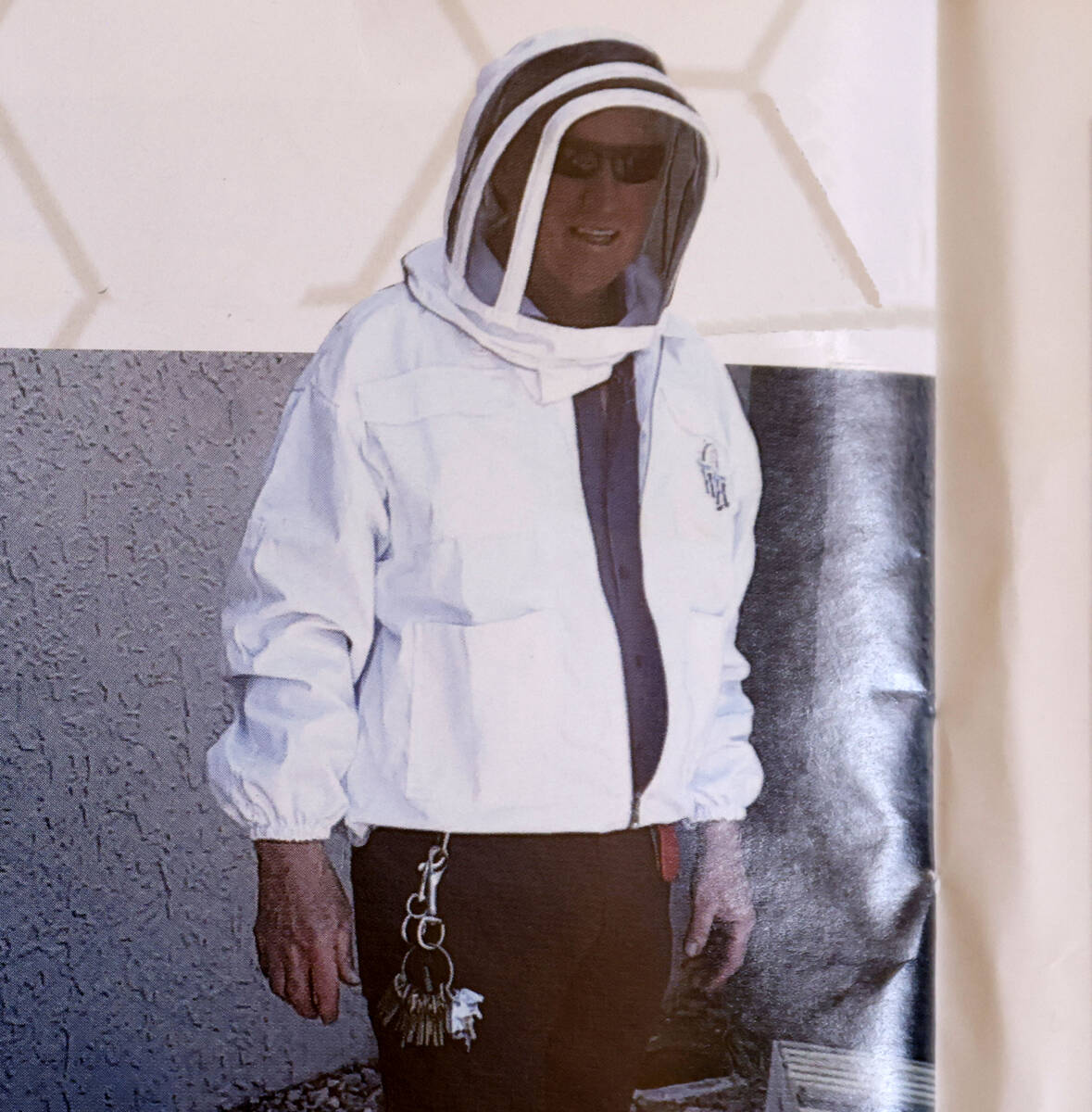 This is an undated courtesy photo of Scott Stromme wearing a beekeeping protective suit. Stromm ...