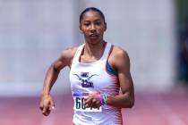Legacy's Amaya Stepp cruises to a win in the girls 200 meter dash during the Class 5A Southern ...