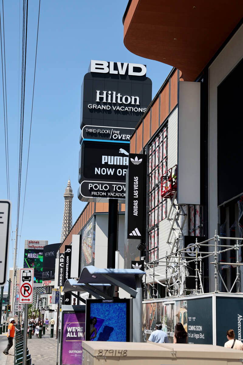 BLVD retail complex is seen on the Strip in Las Vegas Monday, May 19, 2025. (K.M. Cannon/Las Ve ...