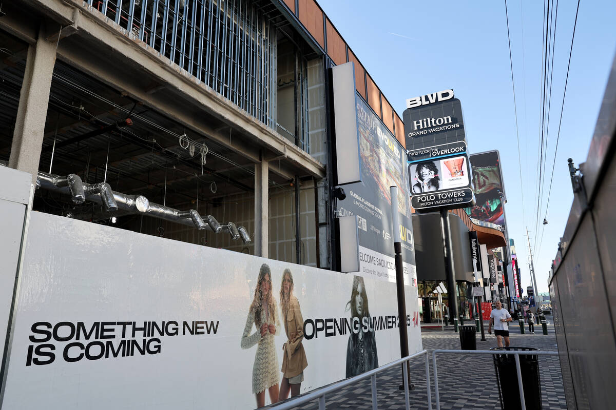 BLVD retail complex is seen on the Strip in Las Vegas Wednesday, May 21, 2025. (K.M. Cannon/Las ...