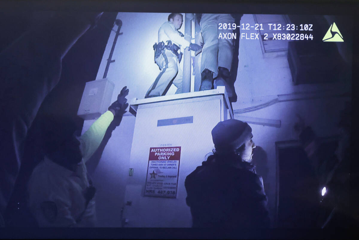 Body worn camera footage shows as police officers rescue residents from Alpine Motel fire, duri ...