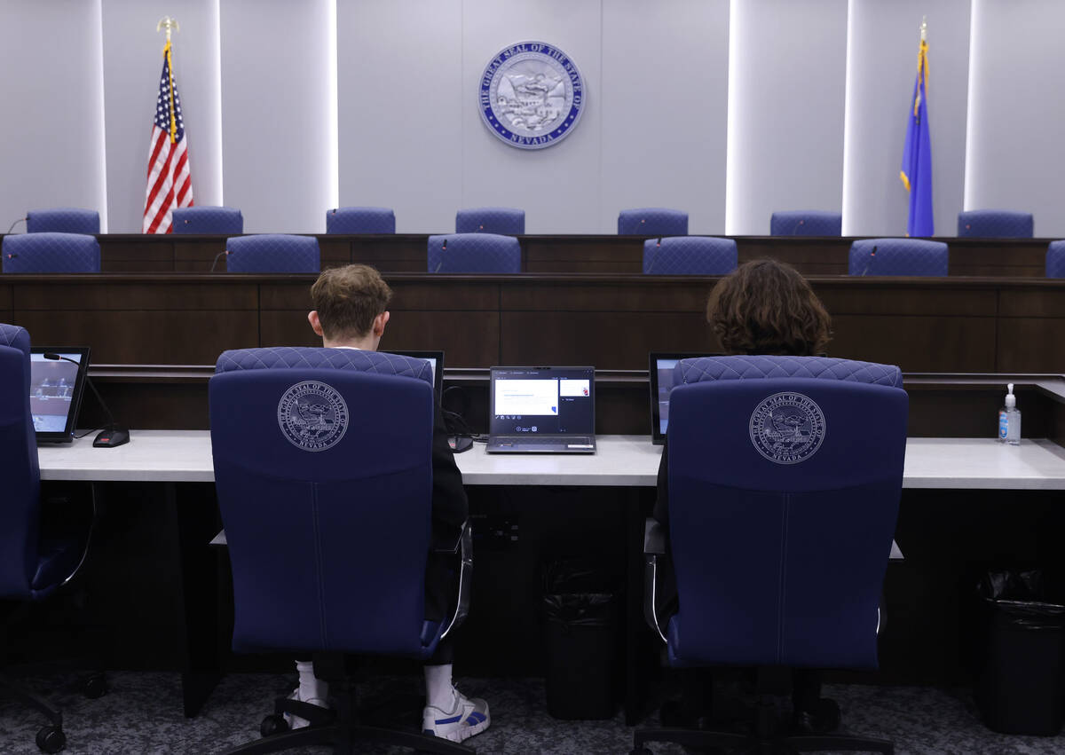 Ethan Cohen, left, and Meyer DeLee give testimony on a bill that defines "antisemitism&quo ...