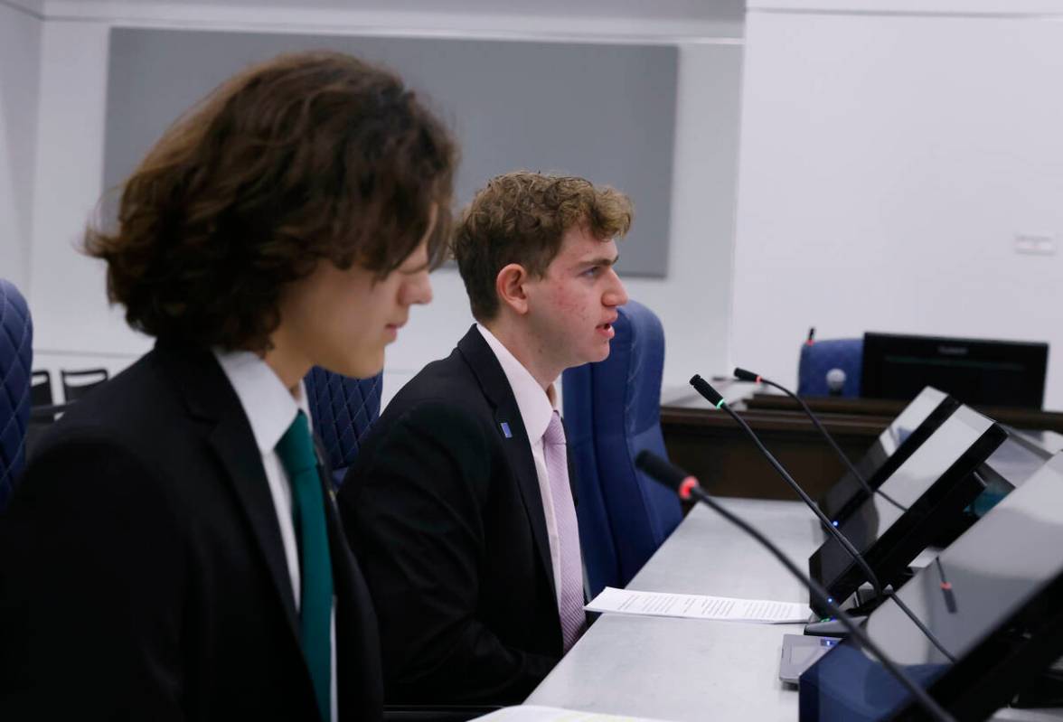 Ethan Cohen, right, gives testimony on a bill that defines "antisemitism" for Equal R ...