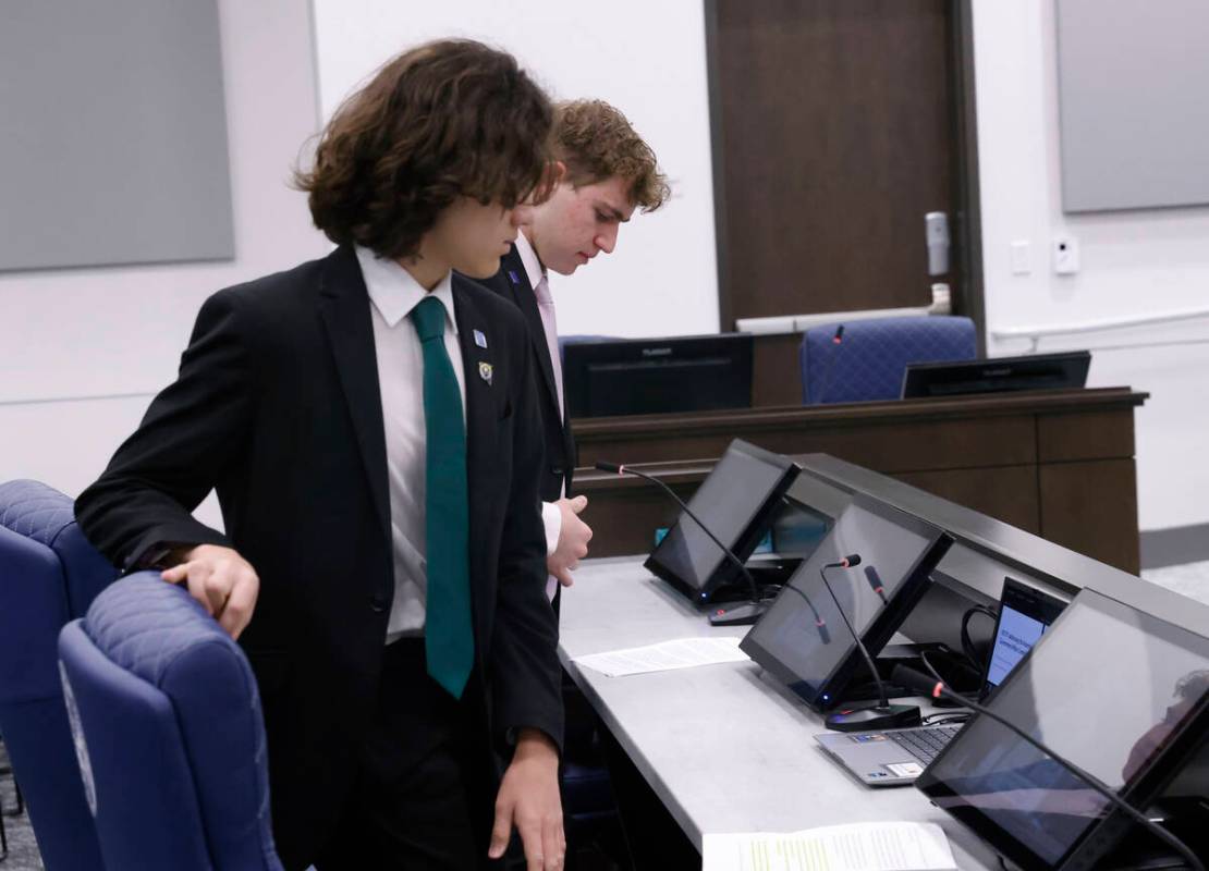 Meyer DeLee, left, and Ethan Cohen prepare to give testimony on a bill that defines "antis ...