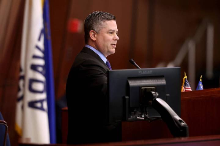 Assembly Speaker Steve Yeager, D-Las Vegas, leads the opening floor session in the Legislative ...