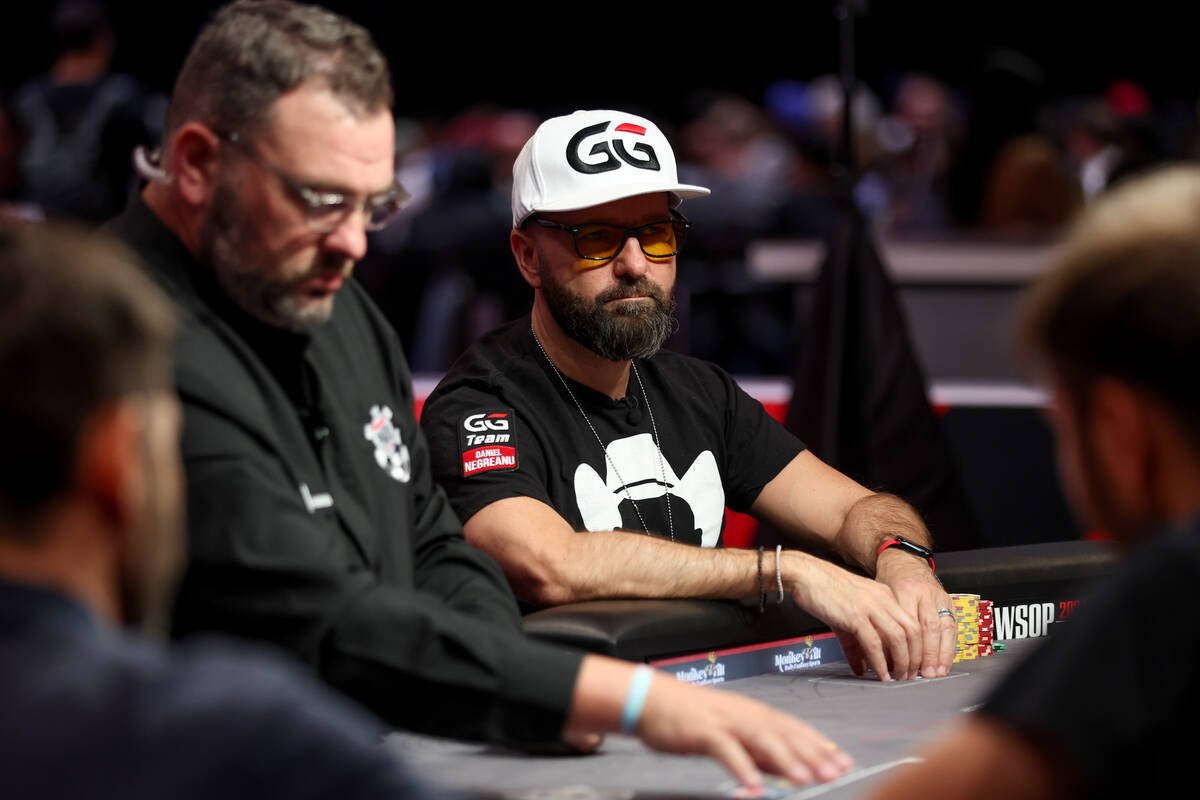Daniel Negreanu fiddles with his chips during the World Series of Poker main event at Horseshoe ...
