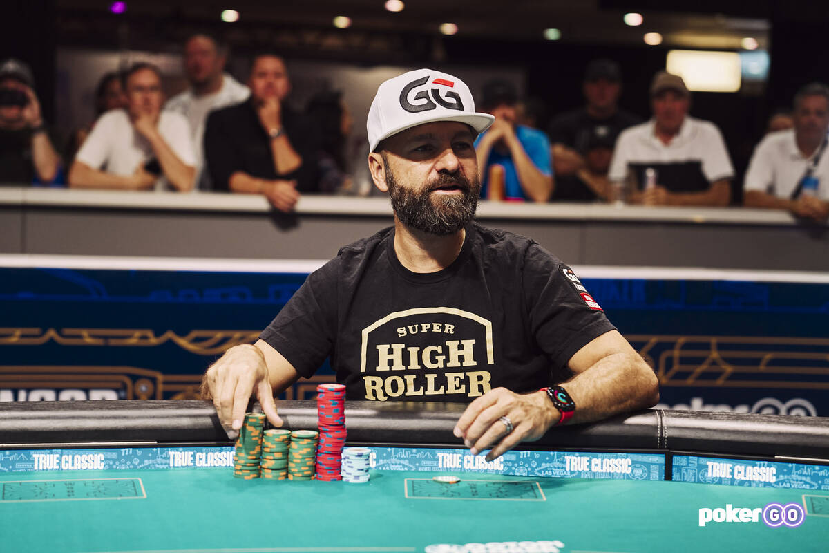 Daniel Negreanu plays at the final table of the $10,000 buy-in Omaha High-Low 8 or Better Champ ...