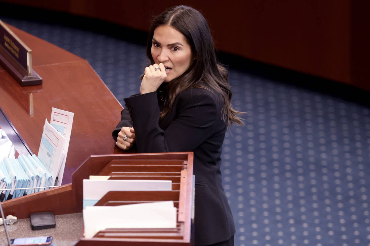 Assembly member Sandra Jauregui, D-Las Vegas, rests during a break in a floor session on the fi ...