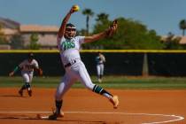 Palo Verde pitcher Ava Koenig (24) winds up a pitch against Centennial during the NIAA 5A South ...