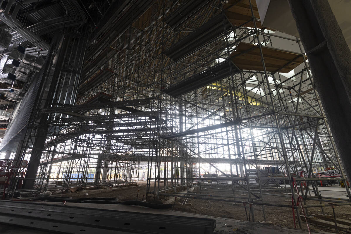Renovation progress is seen in the lobby outside of the central and north halls during a tour o ...
