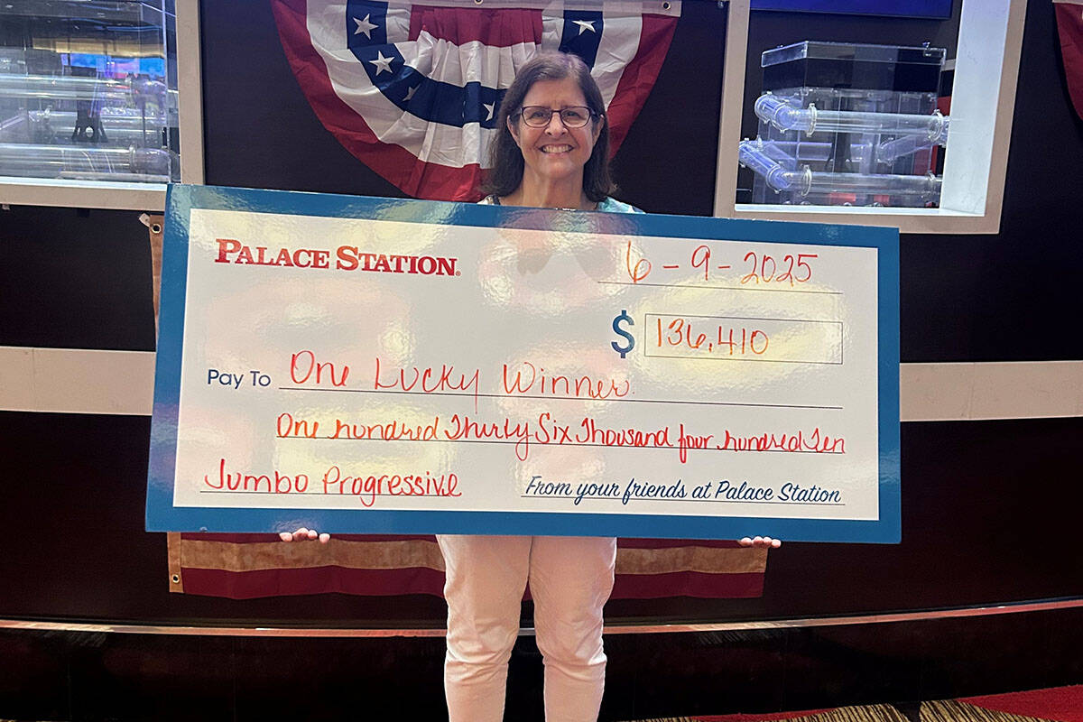 Nancy won the $136,410 jumbo bingo progressive jackpot Monday, June 9, 2025, at Palace Station ...