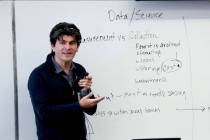 John Mejia, a Desert Research Institute scientist, presents his group's ideas on heat-related d ...
