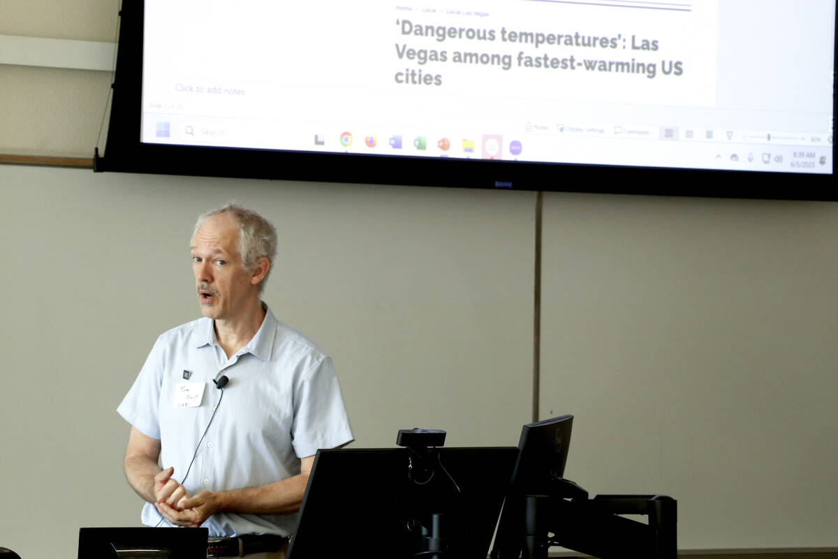University of Nevada, Reno, professor and Deputy State Climatologist Tom Albright opens the Nor ...