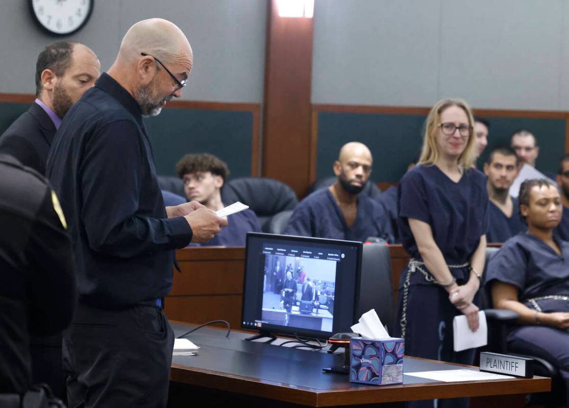 Ghost Adventures Star Aaron Goodwin, left, reads his victim impact statement during the sentenc ...