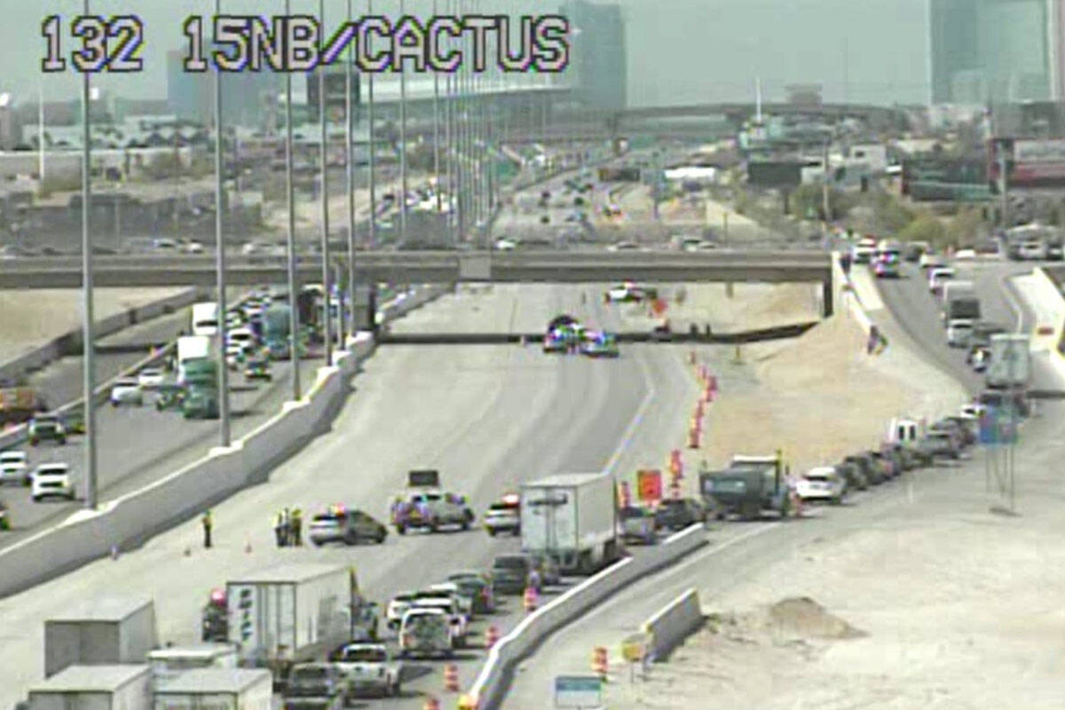 Northbound Interstate 15 at Silverado Ranch Boulevard has been shut down Thursday, June 5, 2025 ...