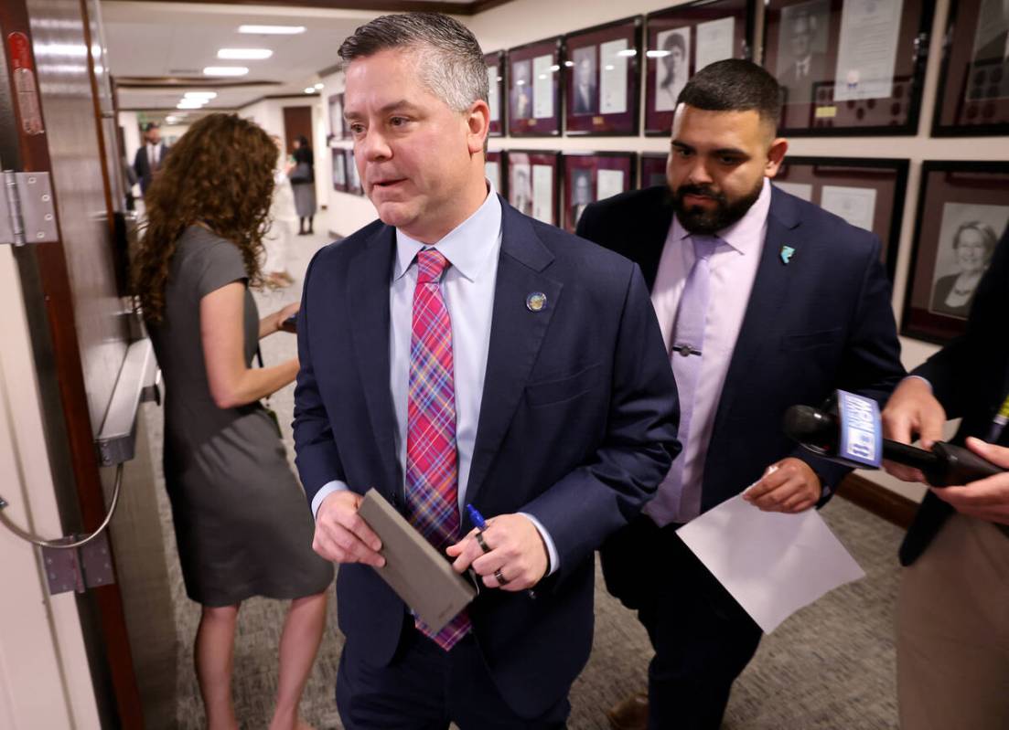 Assembly Speaker Steve Yeager, D-Las Vegas, returns to his office after meeting with Gov. Joe L ...