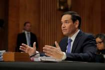 U.S. Secretary of State Marco Rubio speaks during a Senate Foreign Relations Committee hearing ...