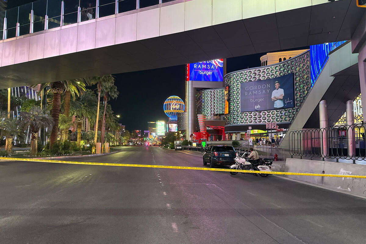 Police are on scene after a shooting Near the 3600 block of South Las Vegas Boulevard on June 8 ...