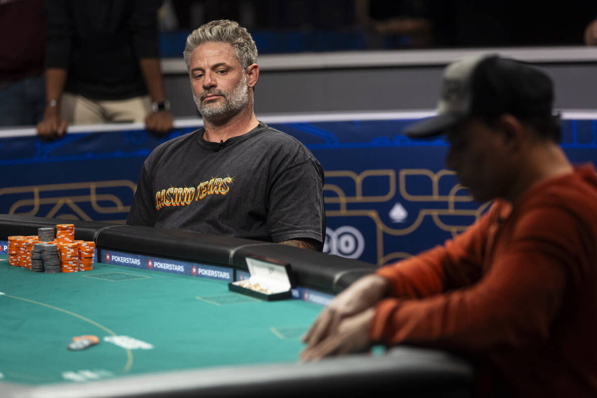 Courtenay Williams, left, looks on while playing against Ramaswamy Pyloore in the $500 No-Limit ...