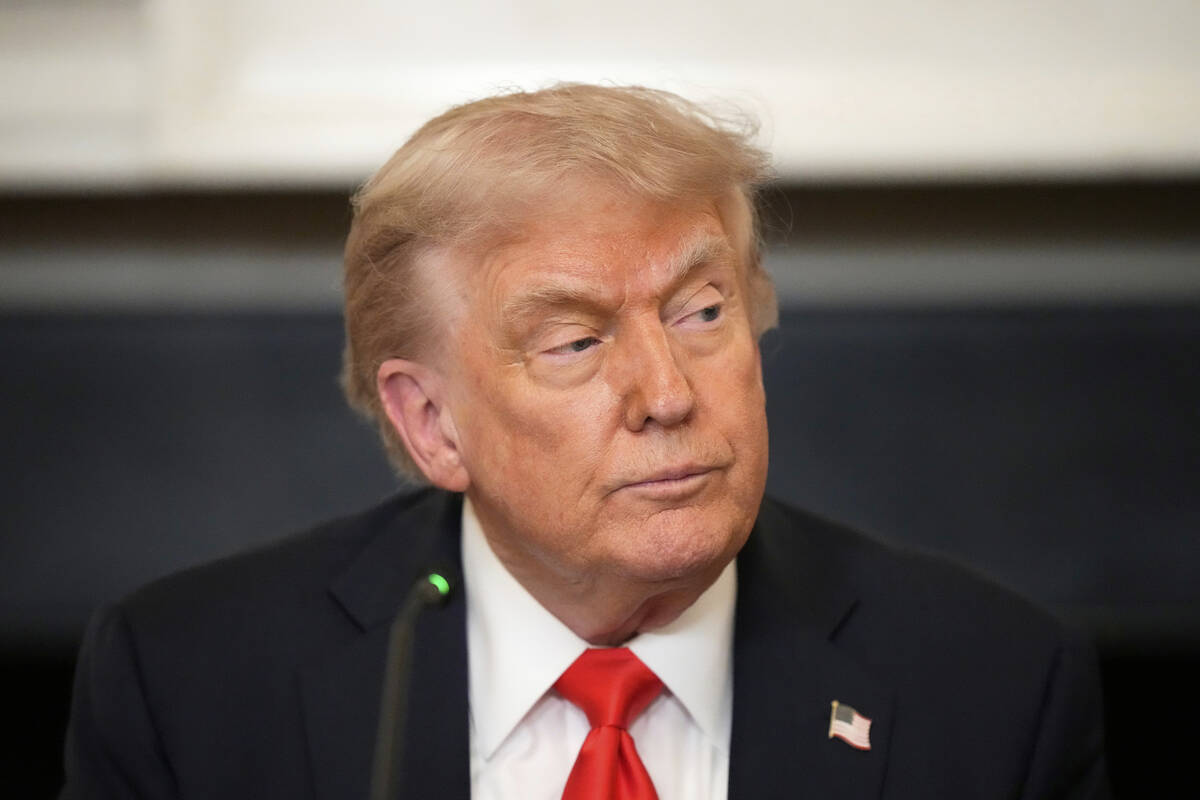 President Donald Trump attends a meeting with the Fraternal Order of Police in the State Dinnin ...