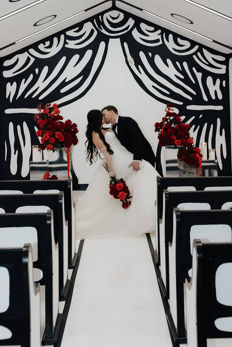 Couple gets married at the Til Death Do Us Part Chapel inside the Palms Casino Resort. (Palms/E ...