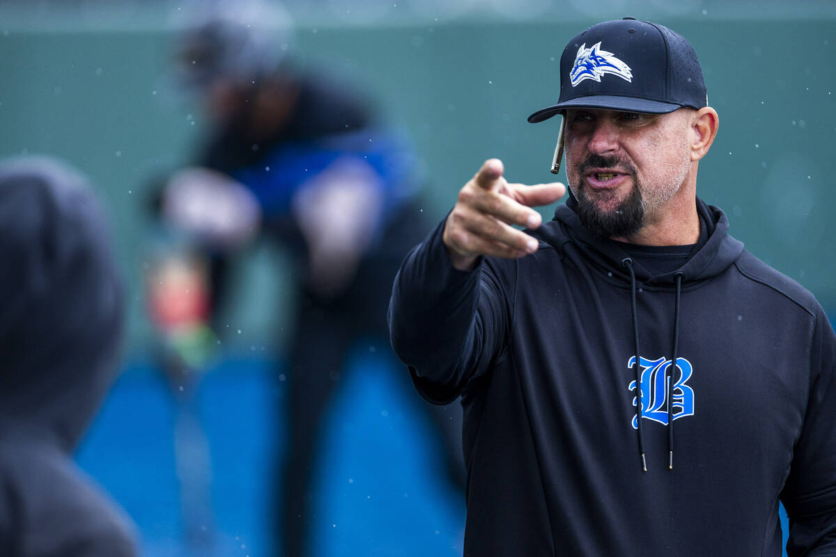 Basic head coach Gino DiMaria keeps his players focused against Reno in extra innings during th ...