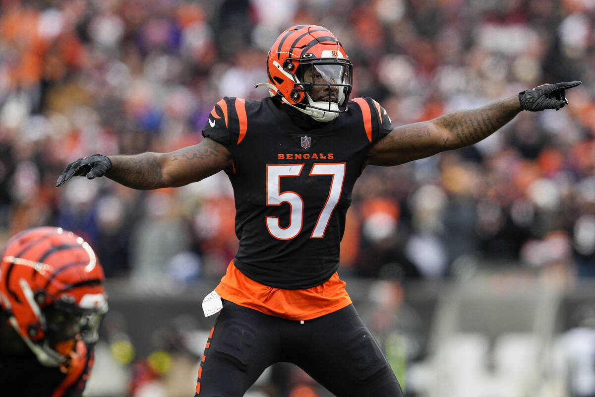 Cincinnati Bengals linebacker Germaine Pratt (57) gestures during an NFL football game against ...