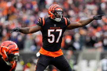 Cincinnati Bengals linebacker Germaine Pratt (57) gestures during an NFL football game against ...