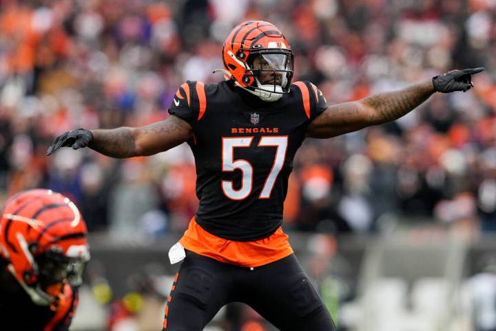 Cincinnati Bengals linebacker Germaine Pratt (57) gestures during an NFL football game against ...