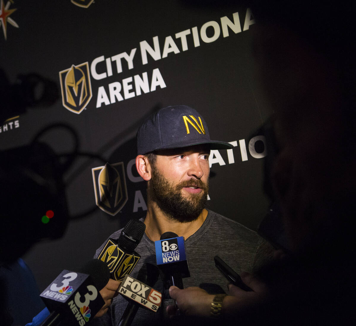 Golden Knights defenseman Deryk Engelland talks about his contract at City National Arena in La ...
