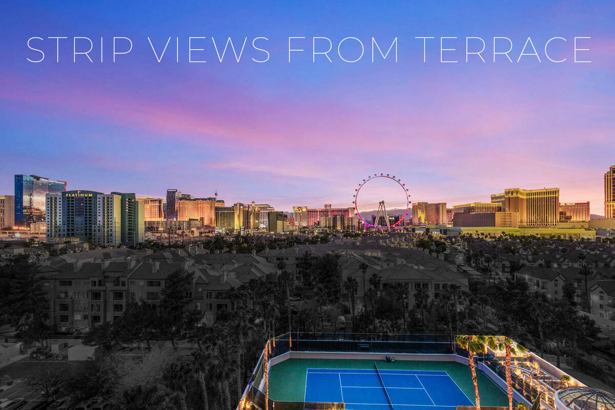 This is an undated photo of the view from Elaine Wynn’s Park Tower condo. (Courtesy Palm Drive)