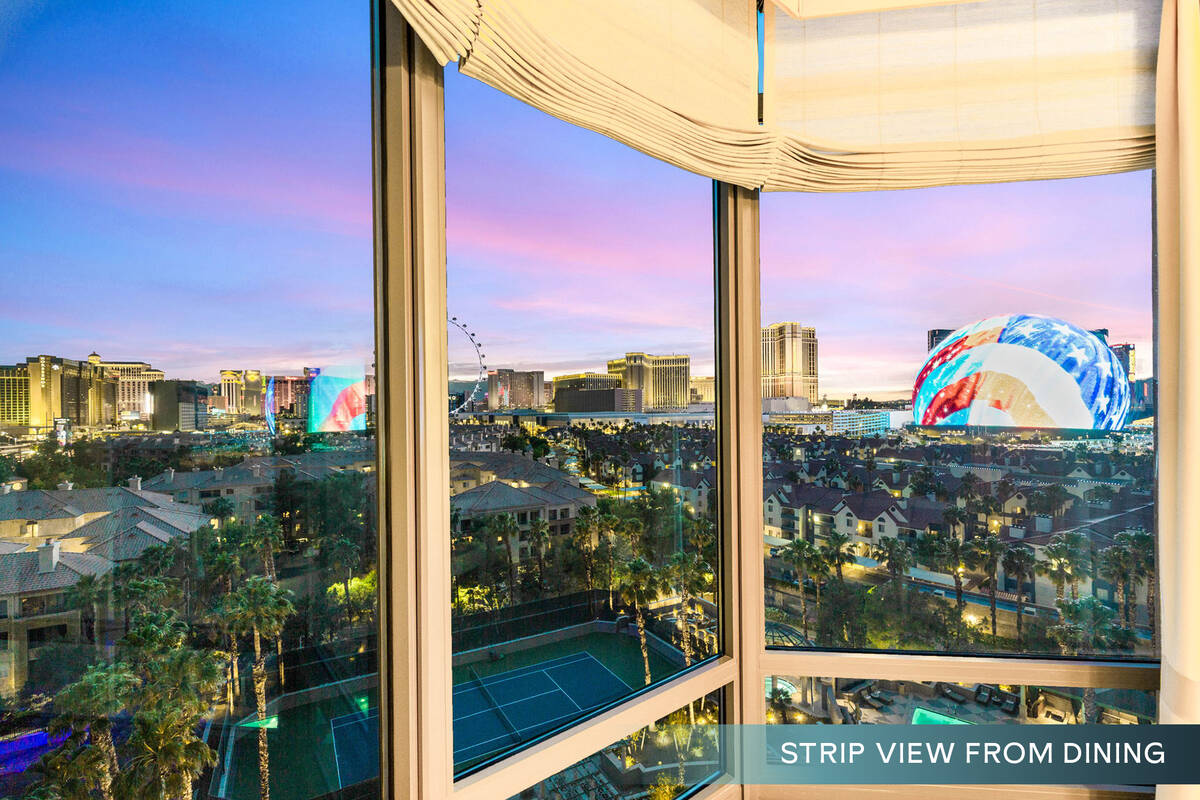 This is an undated photo of the view from Elaine Wynn’s Park Tower condo, which is for sale. ...