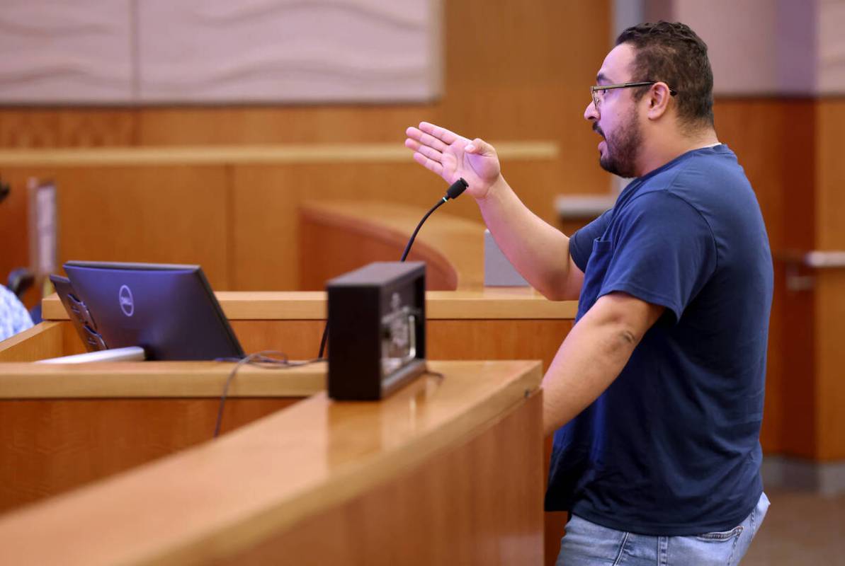 Eli Valdez, a resident of the sinking Windsor Park neighborhood, speaks in support of a new sub ...