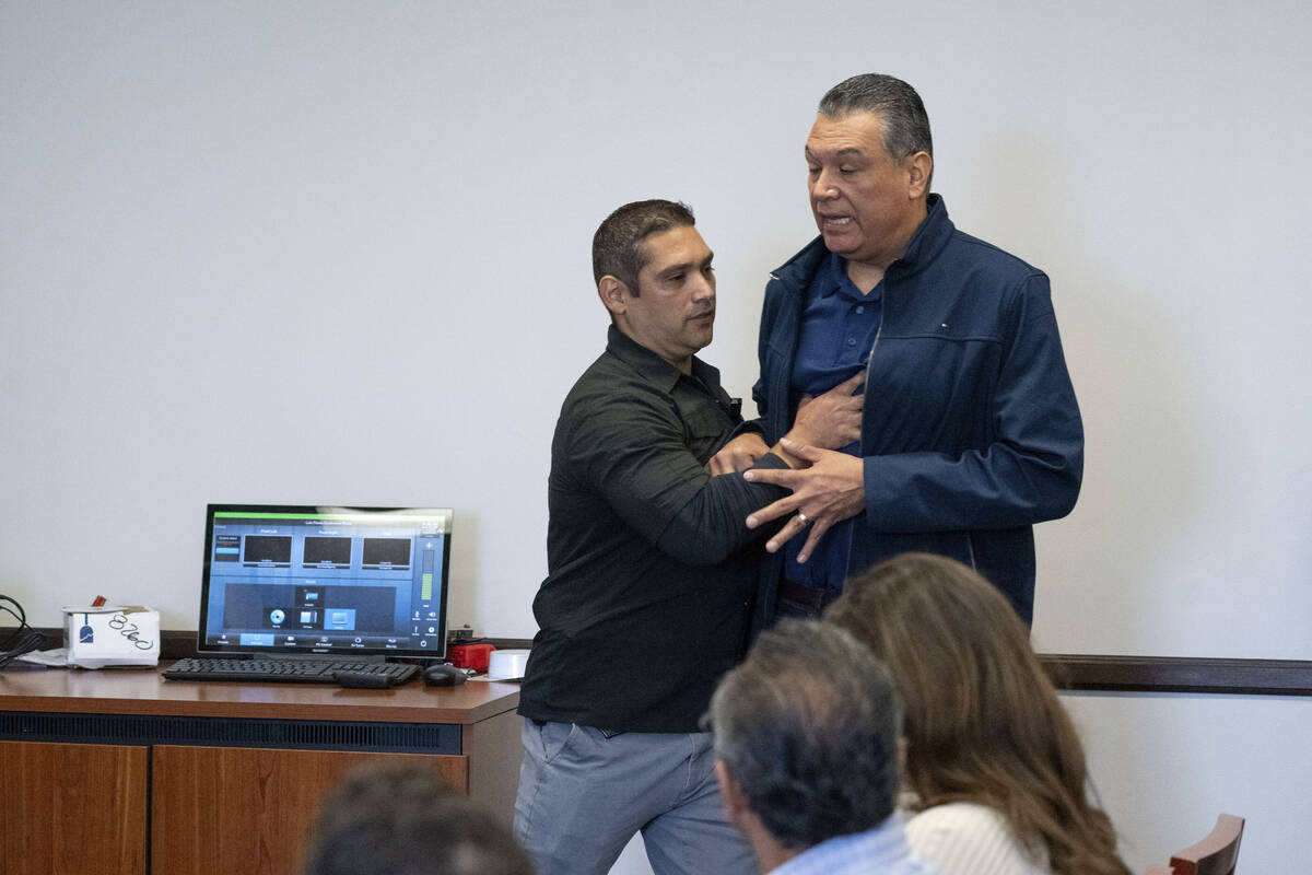 U.S. Sen. Alex Padilla, D-Calif., is pushed out of the room as Homeland Security Secretary Kris ...
