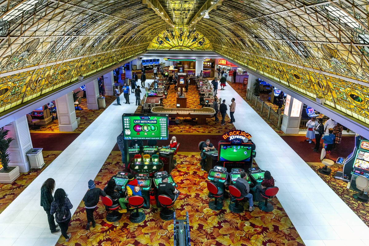Just a few electronic machines remain on below the Tropicana's 4,000-square-foot stained-glass ...