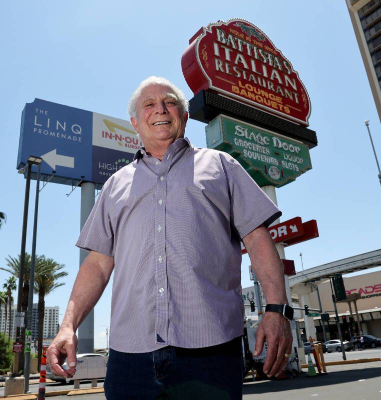 Owner Randy Markin poses outside Battista's Hole in the Wall in Las Vegas Friday, June 6, 2025. ...