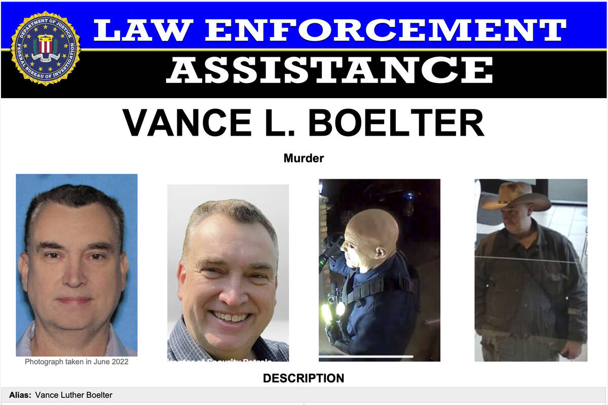 This image provided by the FBI on Saturday, June 14, 2025, shows part of a poster with photos o ...