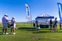A competitor drives during qualifying for the Drive, Chip and Putt competition that finishes in ...