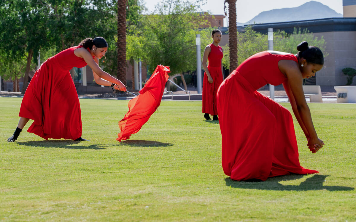 Dancers from Studio 305’s Rolle Project perform at a flag-raising ceremony in North Las ...