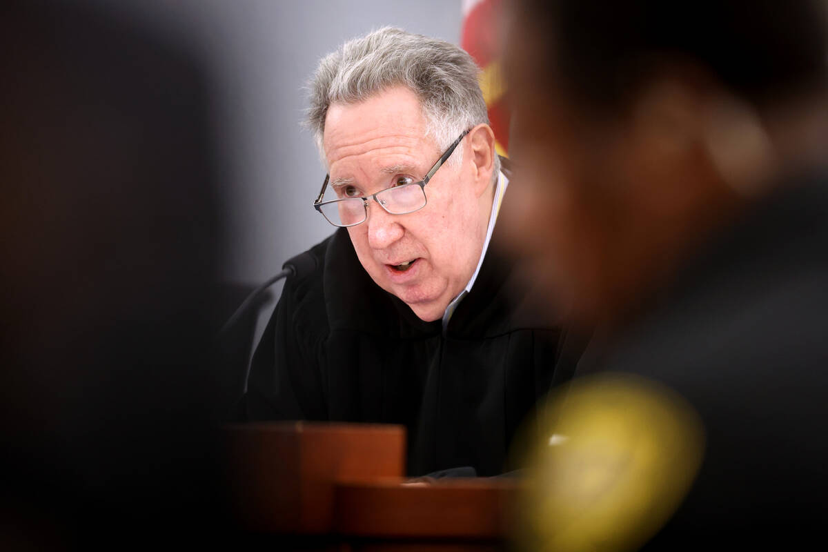 District Judge Ronald Israel presides in court at the Regional Justice Center in Las Vegas Mond ...