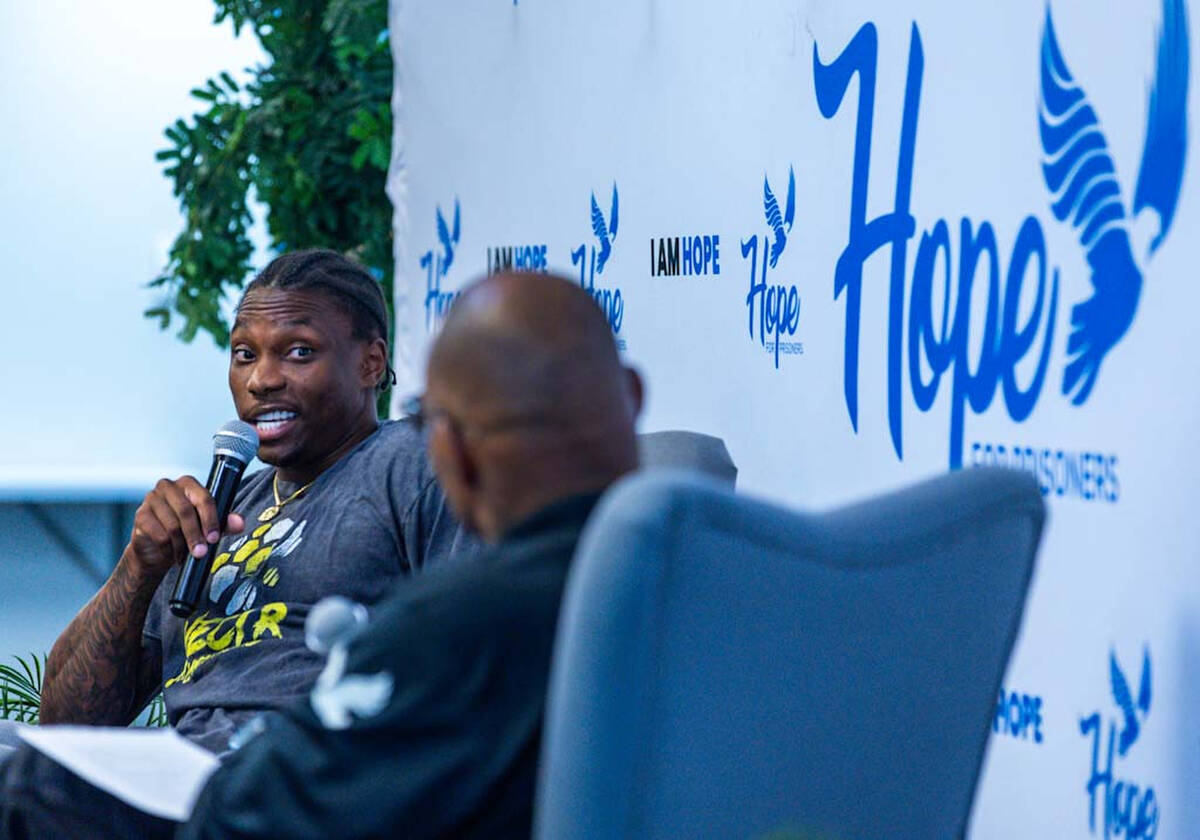 Former Raiders wide receiver Henry Ruggs speaks with HOPE for Prisoners CEO Hope Jon Ponder abo ...