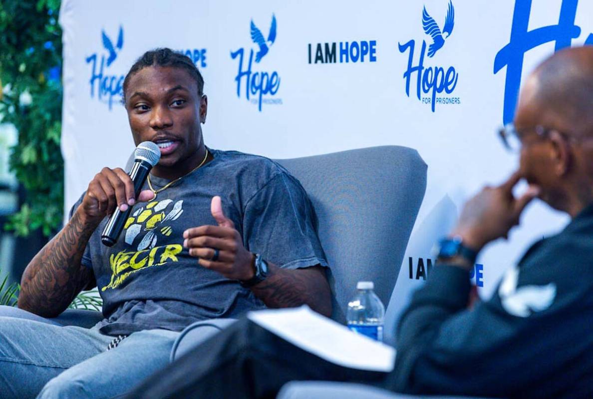 Former Raiders wide receiver Henry Ruggs speaks with HOPE for Prisoners CEO Hope Jon Ponder abo ...