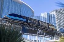 The Aria Express tram, Wednesday, Nov. 13, 2024, in Las Vegas. (Daniel Jacobi II/Las Vegas Revi ...
