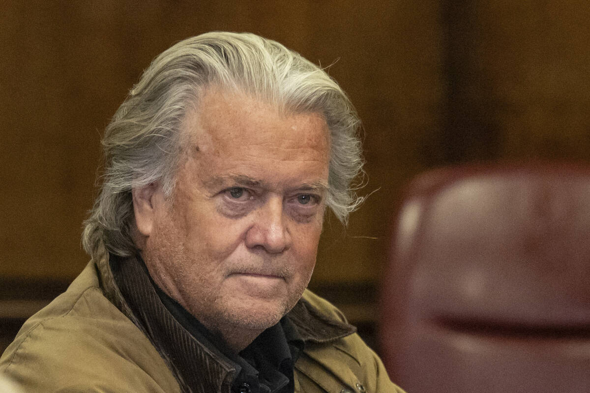 Steve Bannon appears in Manhattan criminal court in New York, Tuesday, Nov. 12, 2024. (AP Photo ...
