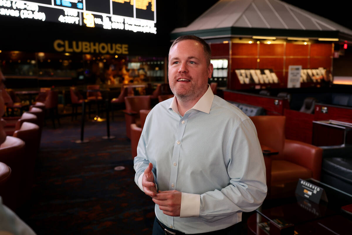 Westgate Vice President of Race and Sports John Murray talks to a reporter at the casino&#x2019 ...