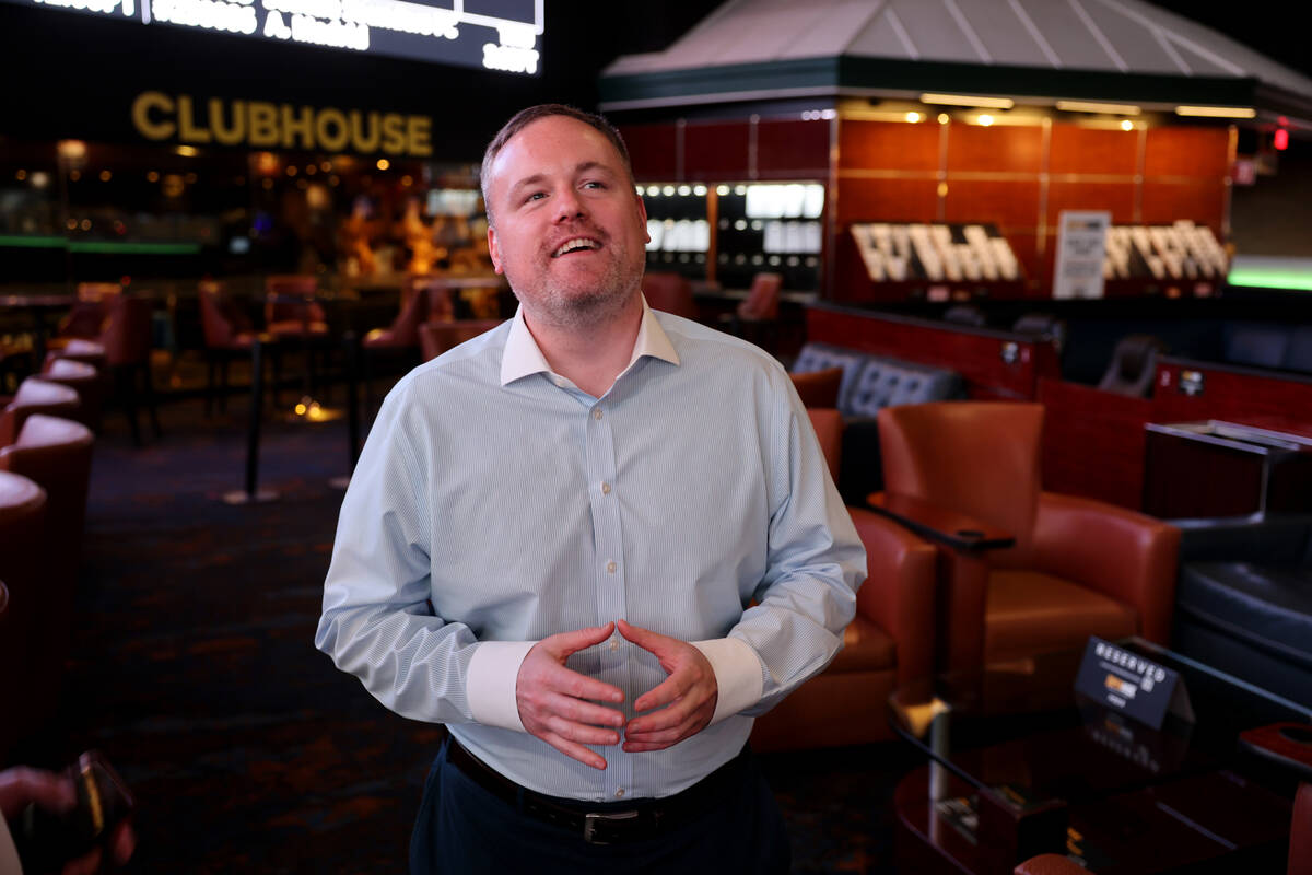 Westgate Vice President of Race and Sports John Murray talks to a reporter at the casino&#x2019 ...