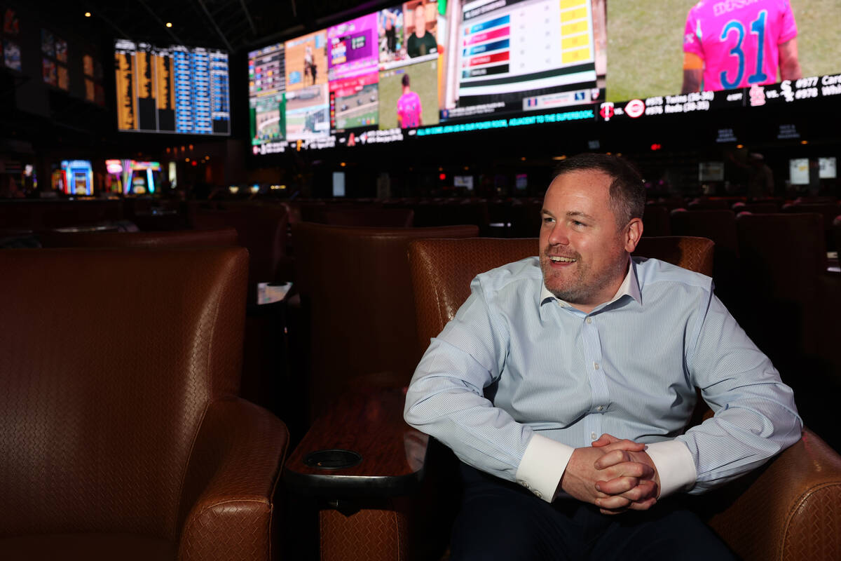 Westgate Vice President of Race and Sports John Murray talks to a reporter at the casino&#x2019 ...