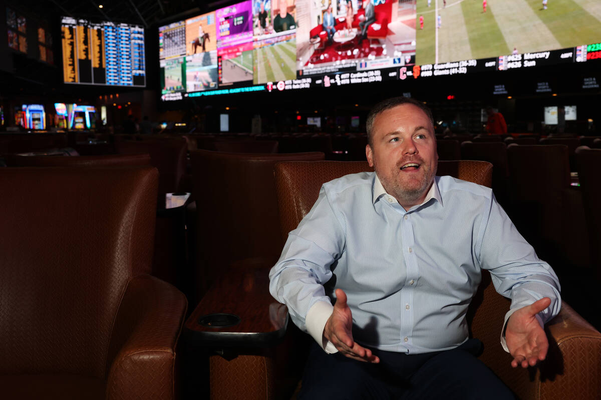 Westgate Vice President of Race and Sports John Murray talks to a reporter at the casino&#x2019 ...